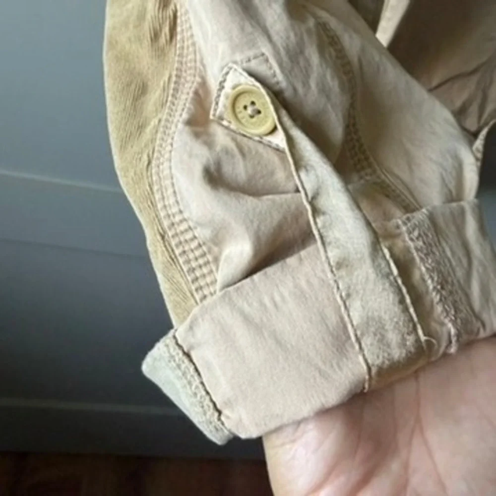 Abercrombie Fitch Cargo Pants Women L Tan Patchwork Corduroy Utility Belted - Picture 5 of 16